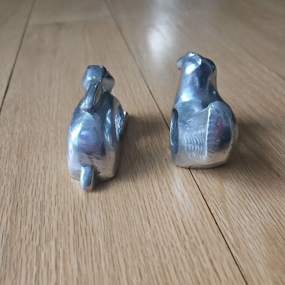 Vintage‎ Pewter Napkin Rings  Farmhouse Animal Set Of 2- Rabbit & Chicken